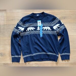 Lands End polar bear winter Christmas navy sweater - new with tags - large NWT